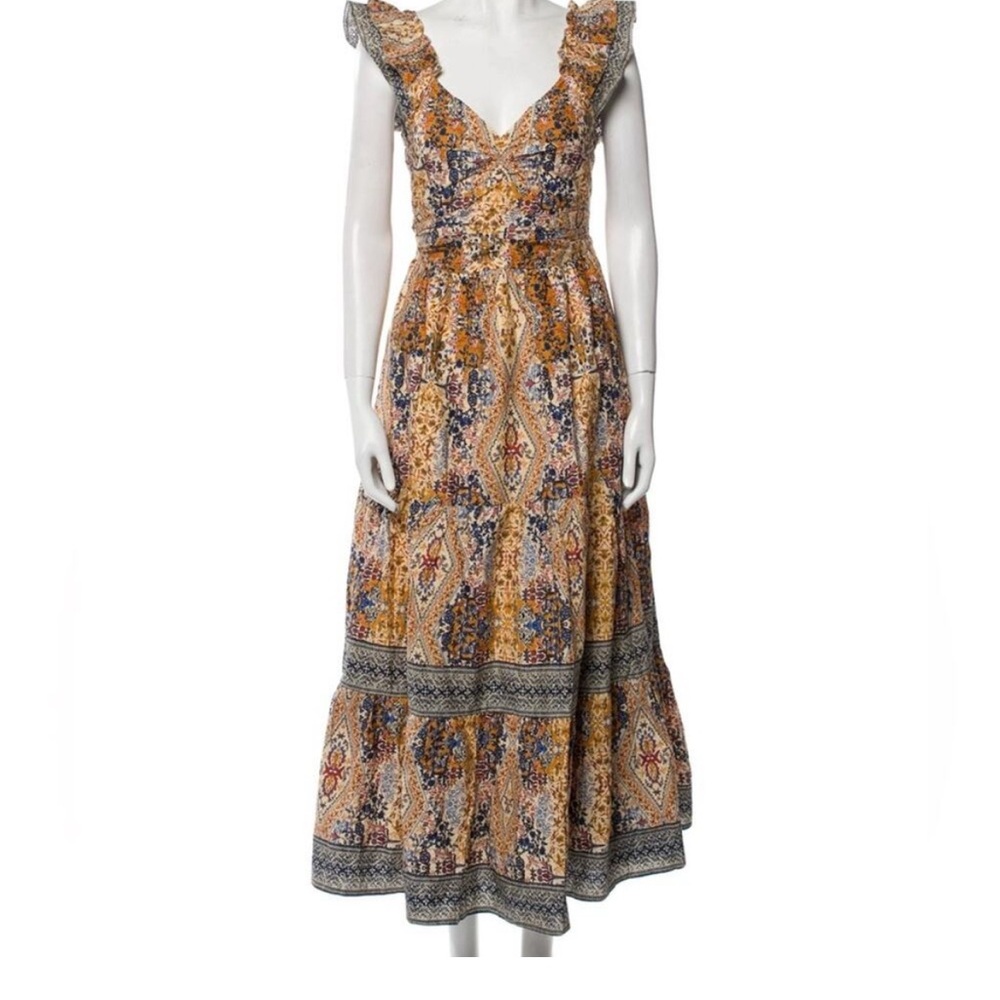 Caroline Constas Floral Maxi Dress in Blue and Orange